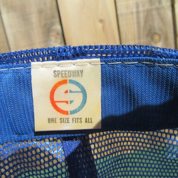 Vintage Checkers Flag Speedway Red White Blue Snapback Baseball Hat Trucker Cap - Picture 9 of 10